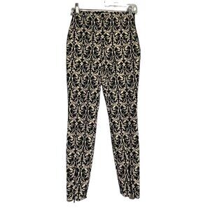Alice + Olivia Womens Royce Side-Zip Damask Jacquard Leggings Dress Pants Size 0